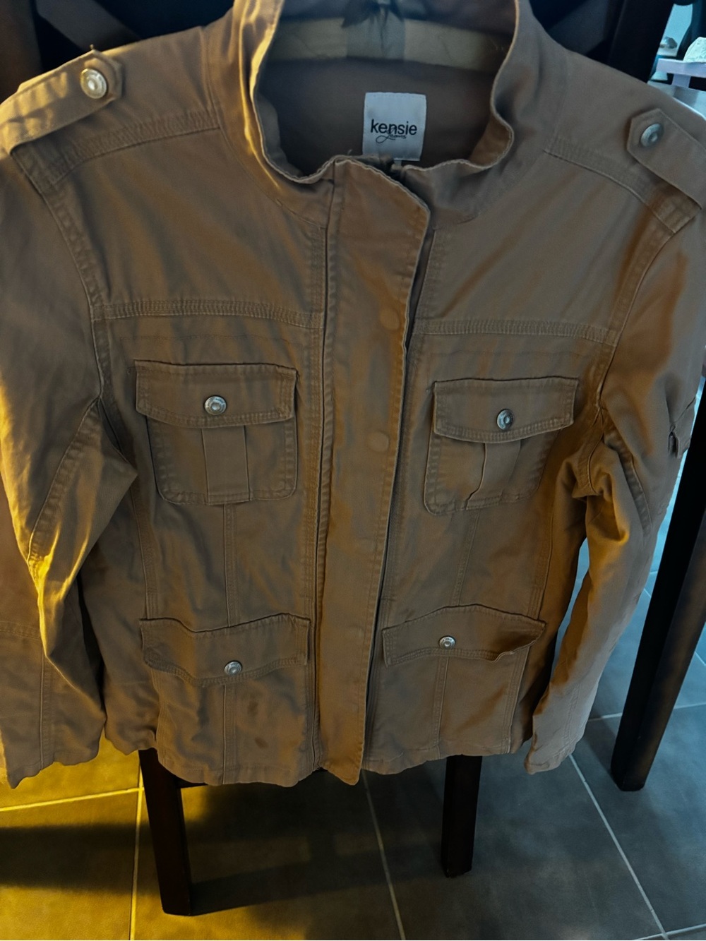 tan Kensie Jeans utility cargo jacket size large